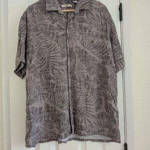 Campia Moda Men's Grey Hawaiian Floral Short Sleeve Button Up Shirt Size XL
